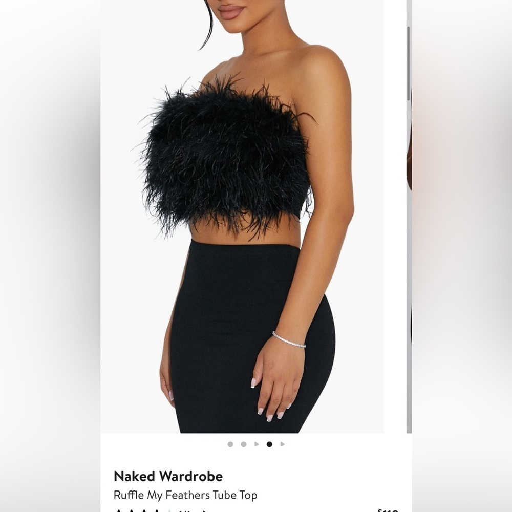Chic Black Feather Crop Top